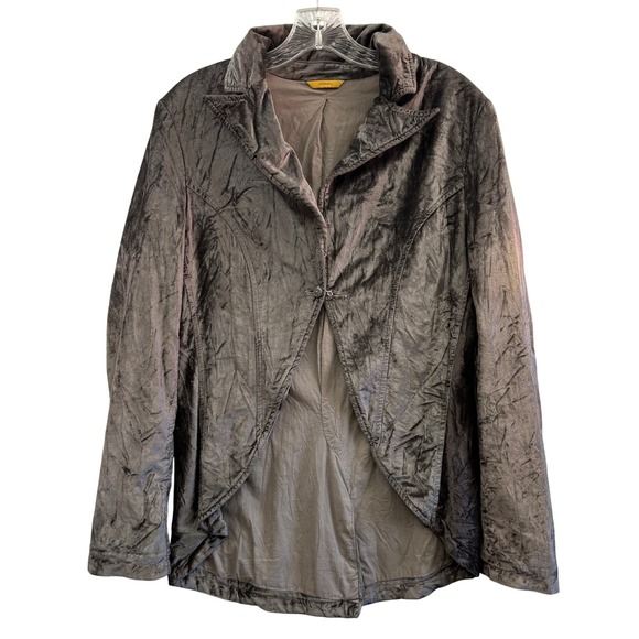 Stefanel Women's Brown Crushed Velvet Button Up Collared Jacket Blazer Elegant M - Picture 1 of 7